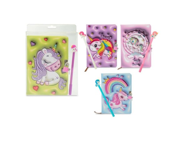 DIARIO UNICORNO CON PENNA 80 PAGINE 4 MODELLI ASS 52443