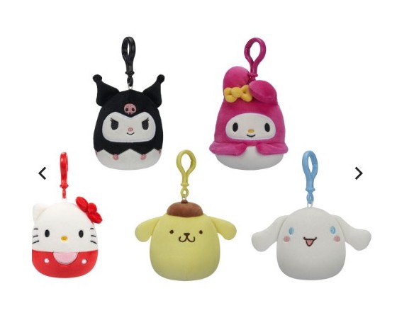 Peluche squishmallows personaggi clip on hello kitty and friends 10cm kuromi