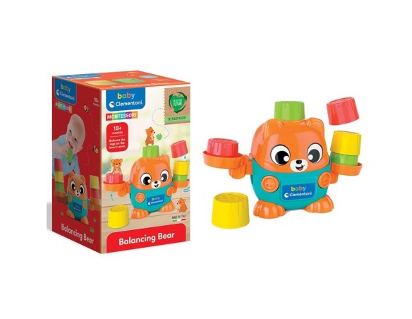 Clementoni Baby Montessori - Balancing Bear, Gioco Prima Infanzia per Bambini 18+ Mesi, Bilancia con Cubetti per Scoprire Il Co