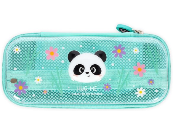Legami - Astuccio Wonderwow, Tema Panda, 2 Scomparti e Portapenne interno, Scomparto interno con Tessuto a Rete, Chiusura a Zip