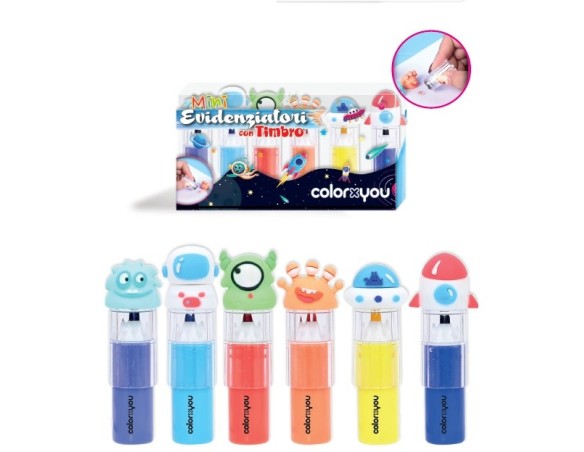 Colorxyou spring mini evidenziatori con timbro maschietto bimbo