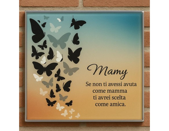 TARGA IN VETRO FESTA DELLA MAMMA PENSIERO STUPENDO MAMMA MAMY 073378