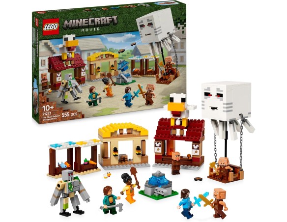 LEGO Minecraft Attacco al Villaggio del Ghast-Pallone, Giocattolo da Costruire con Casa di Steve, Funzione Esplosiva, 4 Persona