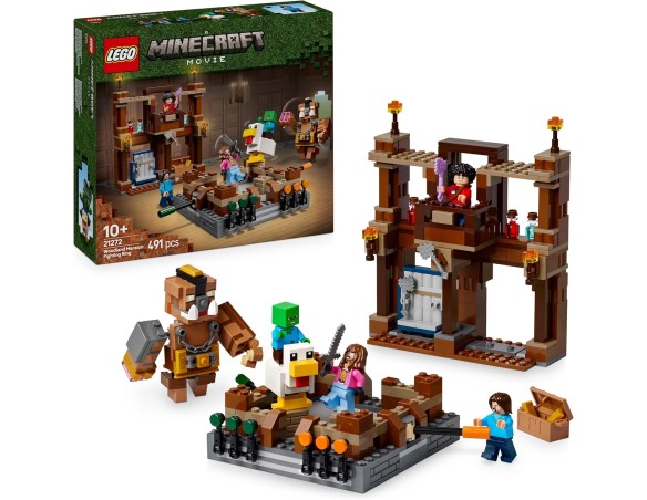 LEGO Minecraft Magione della Foresta: Ring di Combattimento - Giocattolo da Costruire Interattivo con i Personaggi di Steve, Ba
