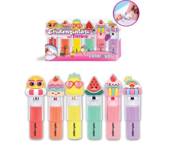 Colorxyou spring mini evidenziatori con timbro femminuccia bimba