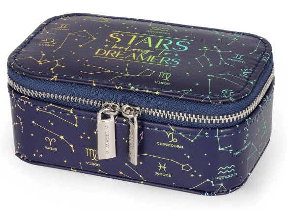Legami - Portagioie Bling Queen, Tema Stars, Formato Mini, Chiusura a Zip, 3 scomparti, Interno foderato in morbido Velluto, 13
