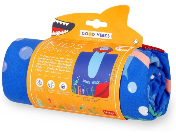 Legami - Telo Mare Bambini, Poncho Asciugamano per Bambini, Accappatoio in Microfibra, Compatto, Leggero, Asciugatura Rapida, U