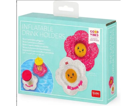 Legami - Porta bibite galleggiante, per Piscina, 2 spazi per posizionare bicchieri, Supporto gonfiabile per lattine, piccole bo
