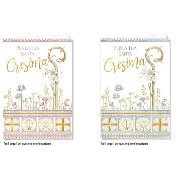 BIGLIETTO AUGURALE CRESIMA 8,5X13,5 CROMO