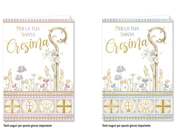 BIGLIETTO AUGURALE CRESIMA 8,5X13,5 CROMO