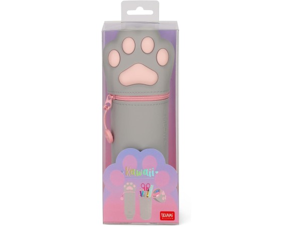 Legami - Kawaii Astuccio Scuola 2 in 1 in Morbido Silicone, Tema Kitty Paw, Portapenne da Tavolo, Chiusura con Cerniera, Penne 