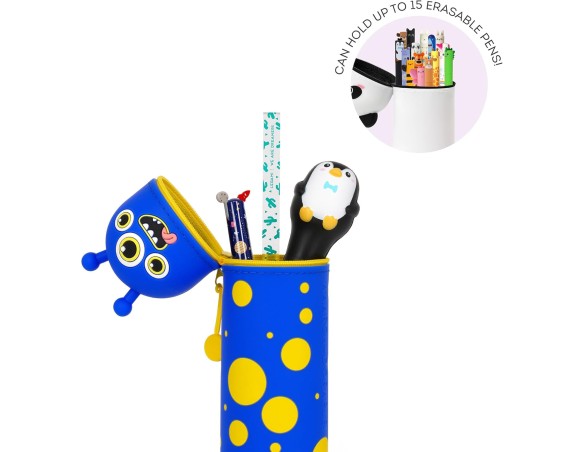 Legami - Kawaii Astuccio Scuola 2 in 1 in Morbido Silicone, Tema Monster, Portapenne da Tavolo, Chiusura con Cerniera, Penne Pa