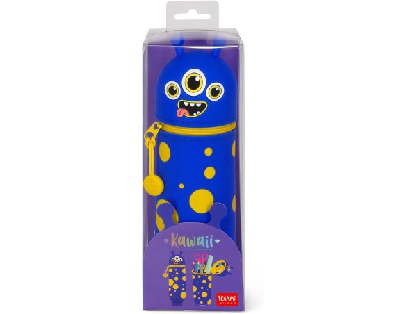 Legami - Kawaii Astuccio Scuola 2 in 1 in Morbido Silicone, Tema Monster, Portapenne da Tavolo, Chiusura con Cerniera, Penne Pa