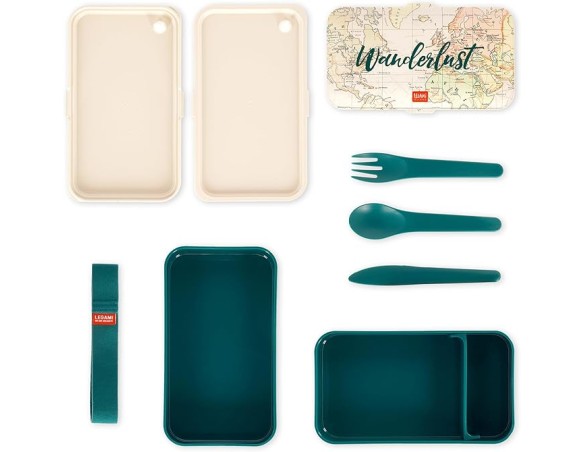 Legami - Porta Pranzo, Lunch Box con 3 Posate Incluse, Contenitore Porta Pranzo, Capacità 1200 ml, a Prova di Perdite, Adatto a