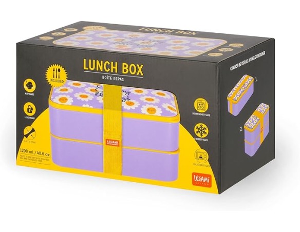 Legami - Porta Pranzo, Lunch Box con 3 Posate Incluse, Contenitore Porta Pranzo, Capacità 1200 ml, a Prova di Perdite, Adatto a