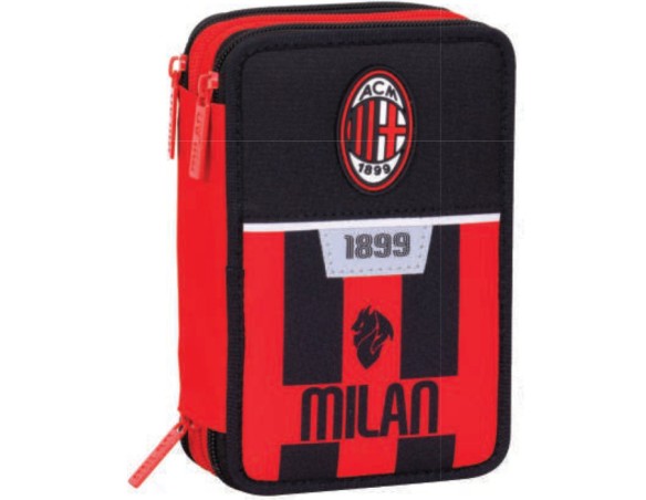 Milan | Astuccio Scuola Completo Seven 3 Zip Milan kick and score