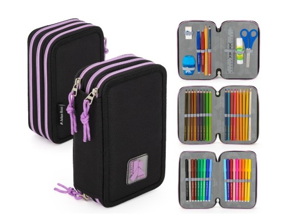 Julian Ross Nero viola - Astuccio triplo riempito 45 pezzi, con Colla Stick e Pastelli Mina+ 3,8mm