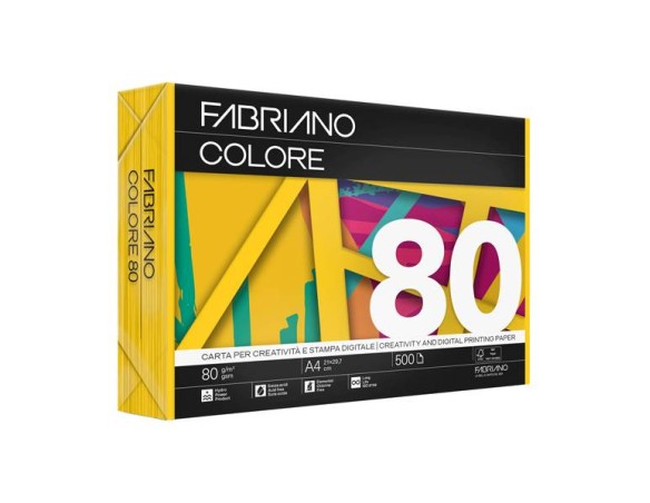 RISMA FabrianoColore - A4 - 80 gr - colori forti giallo - conf. 500 fogli - Fabriano - 74621297