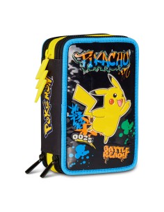 Seven Astuccio Pokemon Scuola 3 Zip, Nero e Celeste,...