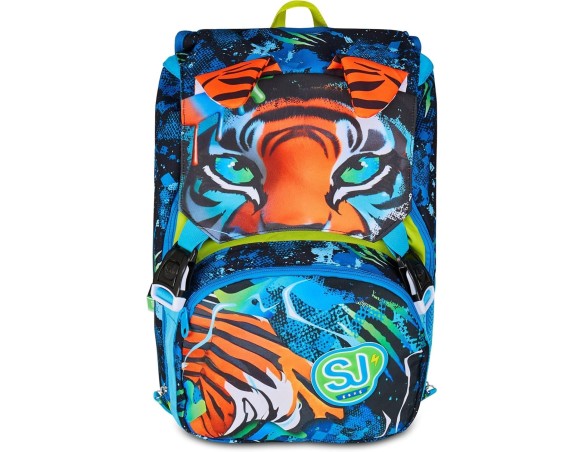 SJ GANG STYLE JAM GANG Zaino Scuola Estensibile Big, Blu, Zaino con Divisorio Interno, Tasca Superiore con Orecchie in Peluche,