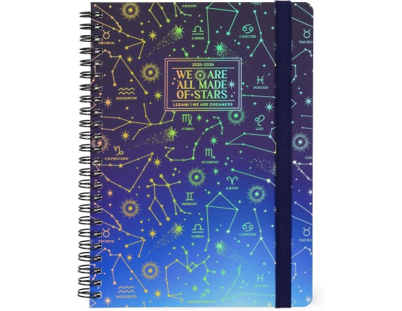 Legami - Agenda Settimanale Spiralata 2025-2026, Stars, 16 Mesi Large, Diario da Settembre 2025 a Dicembre 2026, Chiusura con E