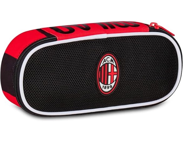 Milan | Seven Milan Portapenne Scuola Round Plus, Nero, Astuccio Ovale Con Elastici e Tasca Per Penne, Matite e Accessori, Scuo
