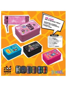 Astuccio 3zip Tinta Unita ZOO 2025 con pennarelli,...