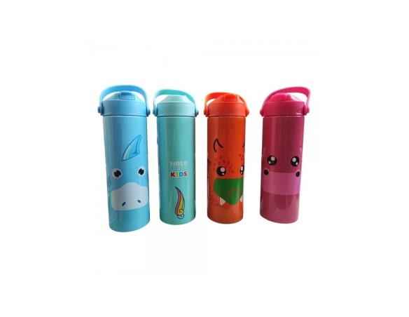 Borraccia termica alluminio con beccuccio TintaUnita Kids 550ml squalo drago unicorno ippopotamo