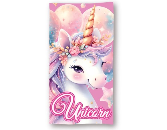 Unicorno | TELO MARE UNICORNO  BIMBA BAMBINA 70x140 ROSA MICROFIBRA