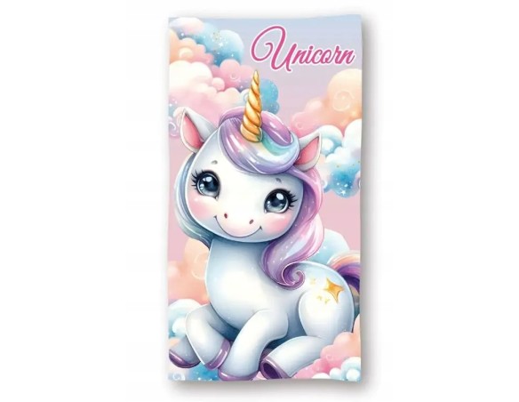 Unicorno | TELO MARE UNICORNO  BIMBA BAMBINA 70x140 ROSA MICROFIBRA