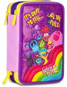 Seven Inside Out 2 Astuccio Scuola 3 Zip, Viola,...