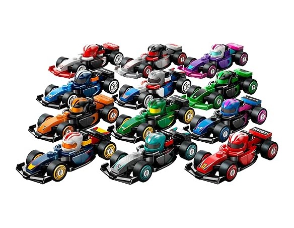 LEGO 71049 Monoposto di F1 da Collezione - Scatola con 1 di 12 Modelli di Auto da Corsa Casuali - Caschi dei Piloti e Ruote Mob