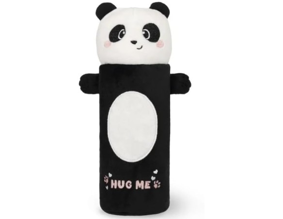 Legami - Astuccio Super Soft, Tema Panda, Astuccio soffice, Cartoncino con Disegno da colorare incluso, 100% Poliestere, Super 