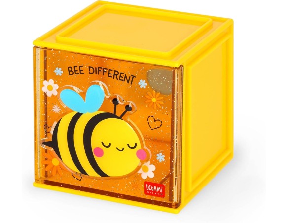 Legami - Box Componibile da Scrivania Cutie Cubes, Tema Bee, Organiser da Scrivania, Portaoggetti, Foglio di Adesivi incluso, I