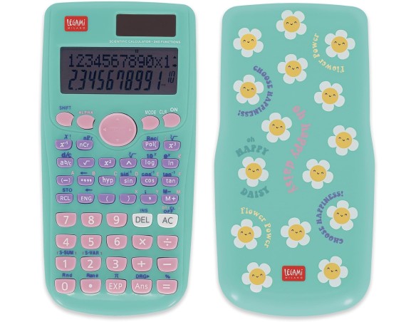 Legami - Calcolatrice Scientifica Count On Me, Tema Daisy, 3 Modalità, Base, Funzioni Scientifiche e Calcoli Statistici, Cover 