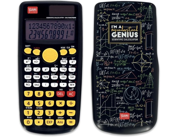 Legami - Calcolatrice Scientifica Count On Me, Tema Genius, 3 Modalità, Base, Funzioni Scientifiche e Calcoli Statistici, Cover