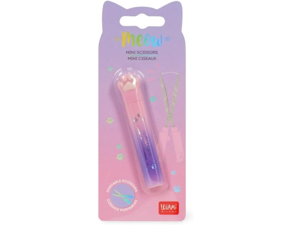 Legami - Mini Forbici, Forbici a Forma di Zampa di Gatto, Pieghevoli, Portatili, Taglio preciso, Forbici a molla, 1,8x8,5 cm, T
