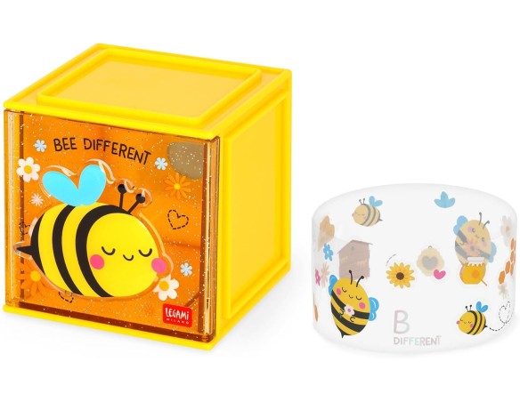 Legami - Box Componibile da Scrivania Cutie Cubes, Tema Bee, Organiser da Scrivania, Portaoggetti, Foglio di Adesivi incluso, I
