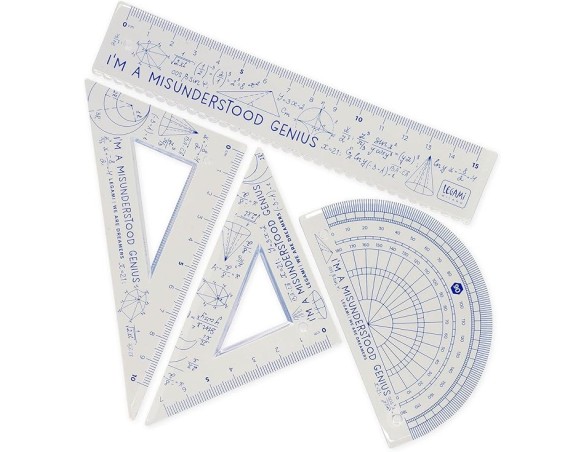 Legami - Set di Geometria, Set con Righello da 15 cm, Squadra 60° da 10 cm, Goniometro 180° per la Scuola, Custodia Inclusa, Ma