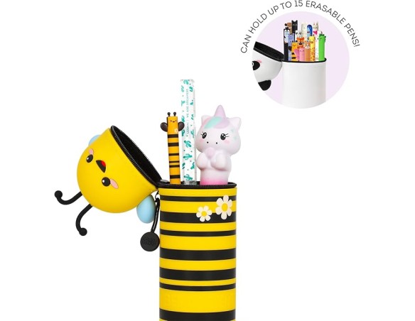 Legami - Kawaii Astuccio Scuola 2 in 1 in Morbido Silicone, Tema Bee, Ape Portapenne da Tavolo, Chiusura con Cerniera, Penne Pa