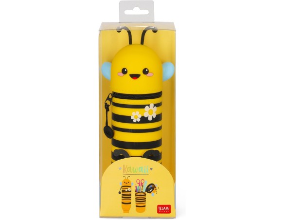 Legami - Kawaii Astuccio Scuola 2 in 1 in Morbido Silicone, Tema Bee, Ape Portapenne da Tavolo, Chiusura con Cerniera, Penne Pa