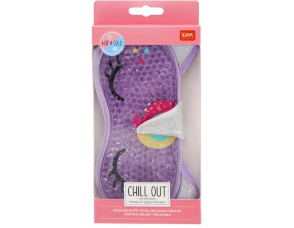 Legami - Chill Out, Maschera Gel per Occhi, 19,5x11 (H MAX) cm, in PVC e Poliestere, Tema Unicorno Maschera Riutilizzabile, Ela