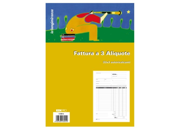 Blocco fatture 3 aliquota Iva - 50 fogli 2 copie autoricalcanti - 29,7 x 21cm - Edipro E5303A