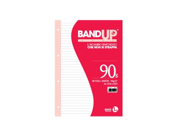 RICAMBI RINFORZATI BIANCHI A4 GR. 90 40 FOGLI BAND-UP ARTI GRAFICHE BM 5 mm 1 rigo
