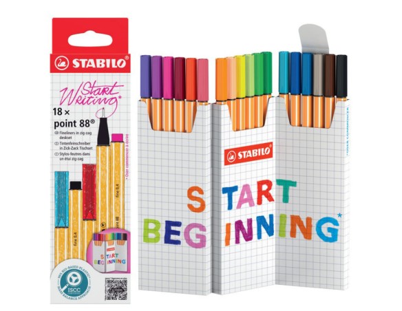 FINELINER POINT 88 ASTUCCIO CARTONE ZIG ZAG 18 COLORI STABILO
