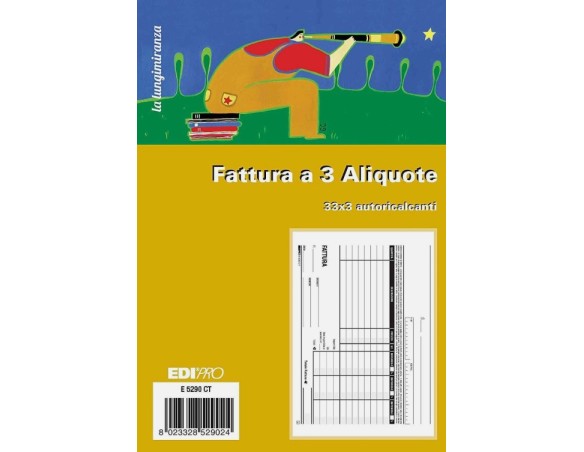Edipro E5290Ct Blocco Fattura 3 Aliquote 33X3 Autoricalcante triplice copia