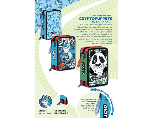 Giotto 25 Astuccio tre 3 Zip stilnovo cryptopuppets by Lapo Fatai