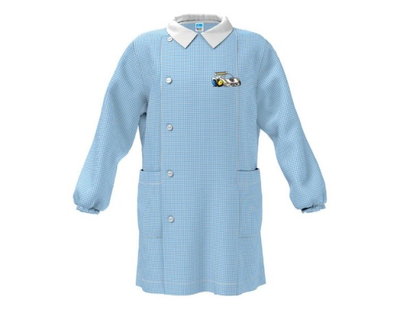 GREMBIULE SIGGI ® QUADRETTATO ASILO MASCHIETTO BAMBINO CELESTE 4181 - AUTO 2,3,4,5,6,7,8 anni
