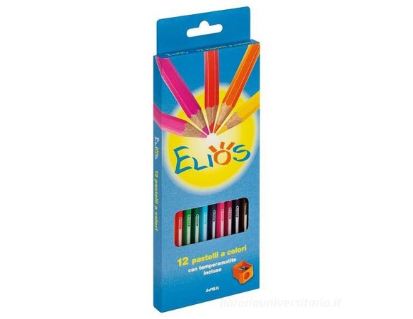 Confezione pastelli 12 matite colorate Elios con temperamatite offerta scuola 2025 2026