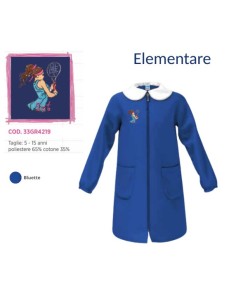Grembiule con zip cerniera scuola elementare blu bambina...